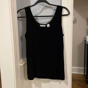 Chicos Size 1 Travelers Tank Top Womens Black
Slinky Knit Scoop Neck